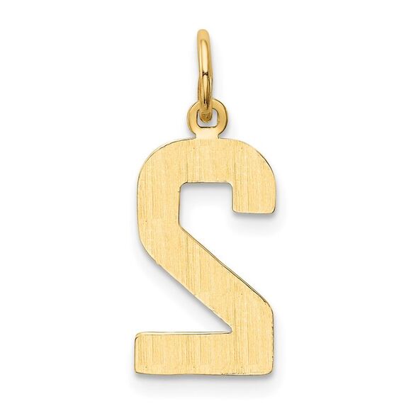 14k Yellow Gold, Athletic Collection Medium Polished Number 2 Pendant - Picture 3 of 5